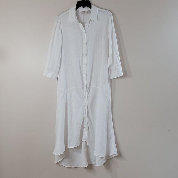 Chico's Dresses & Skirts - Chicos White Linen High Low Dress S 4